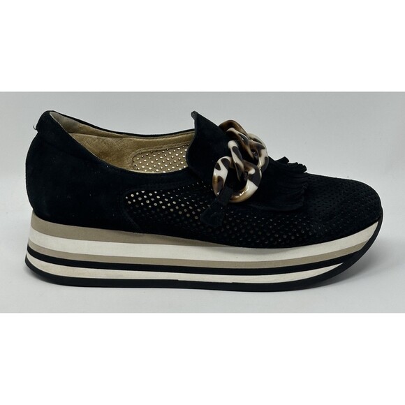 Softwaves Cadie Platform Sneakers Womens EU 37.5 US 7 Loafer Black Suede Slip On - Picture 7 of 12